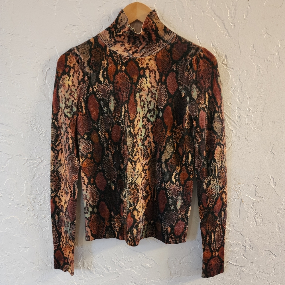 Rebecca Taylor Snake Print Turtleneck